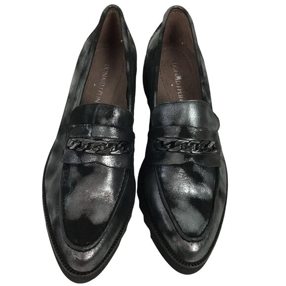 NEW Donald J Pliner Creeper Loafer Flats Brecca Chain Gray Black Metallic Camo 5 - Picture 1 of 13